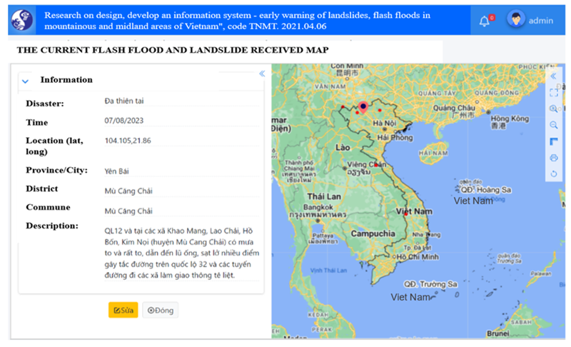 Building a real-time information and flash floods, landslides early warning system in mountainous and midland areas of Vietnam