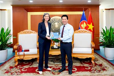 Minister Dang Quoc Khanh meets and works with the undp resident representative in VietNam